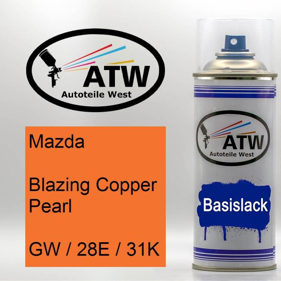 Mazda, Blazing Copper Pearl, GW / 28E / 31K: 400ml Sprühdose, von ATW Autoteile West.